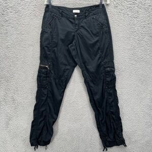 Y2K Emo Grunge Parachute Cargo Pants Goth 5/6 Black Casual Utility Low Rise‎ Alt